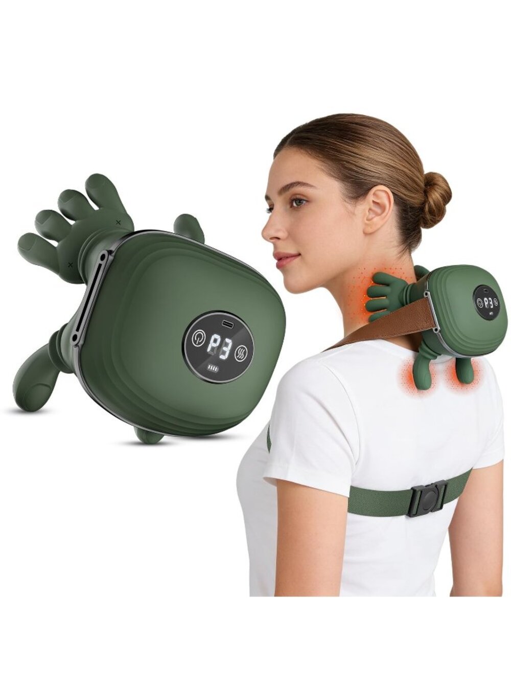 Human-Like Neck Massager with Heat for Pain Relief Deep Tissue, Cordless 4D Knea